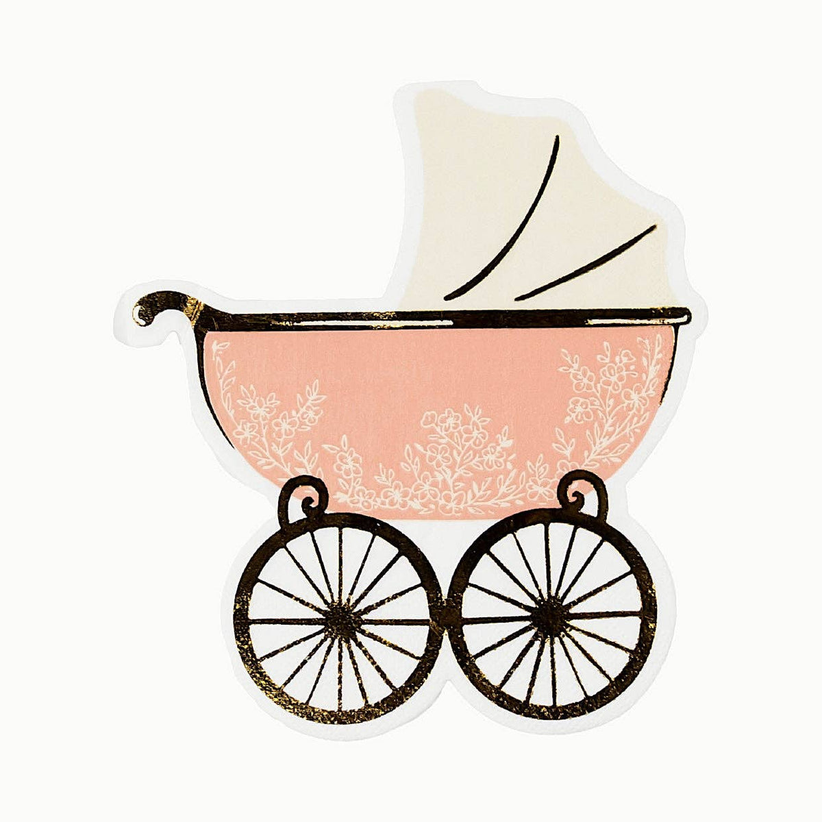 Blush Pink Baby Carriage Beverage Napkins - 16 Per Pack