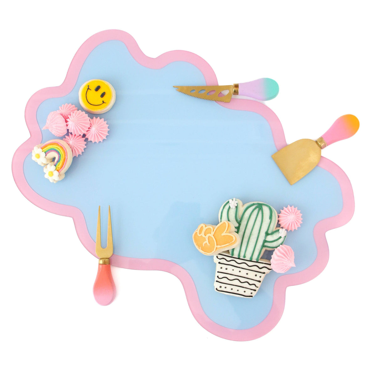 Periwinkle and Pink Wavy Acrylic Tray - Small