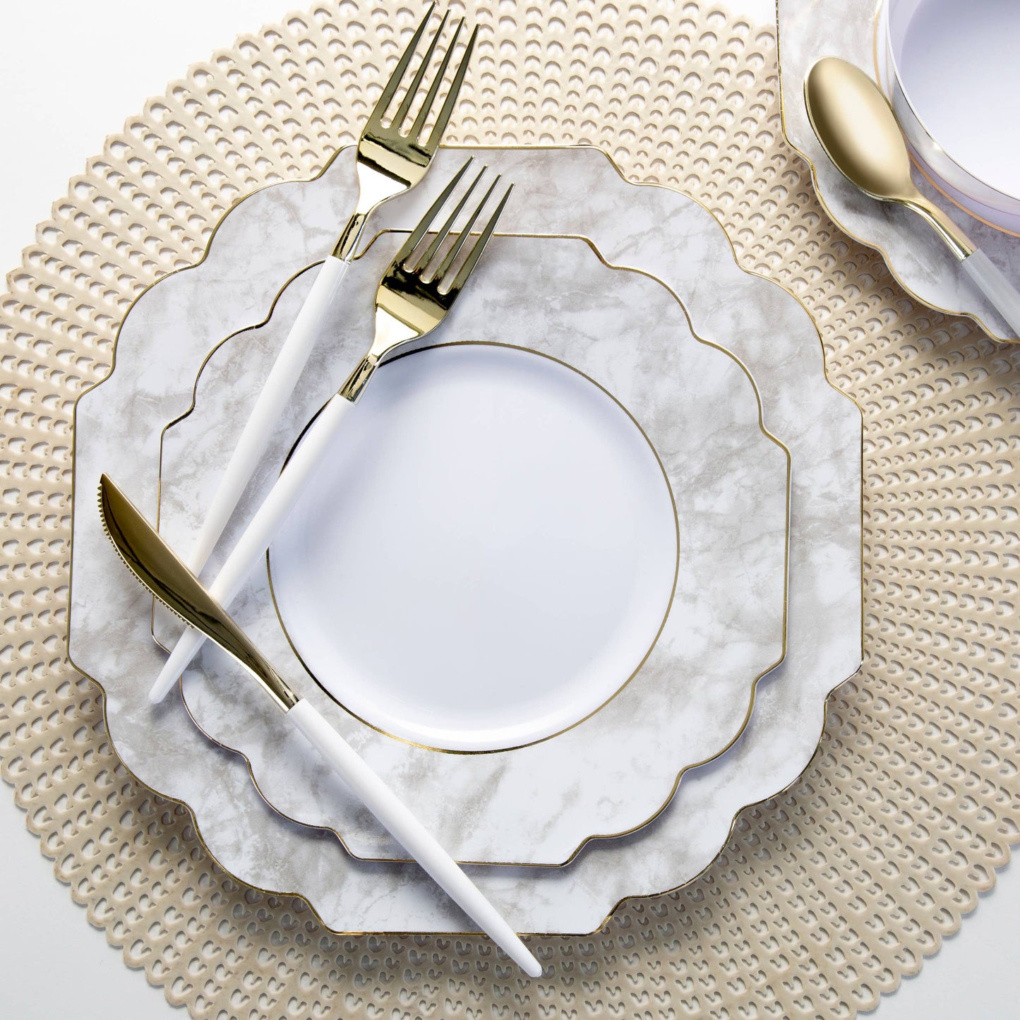 Gold Plastic Cutlery Set - 32 Pieces Per Set