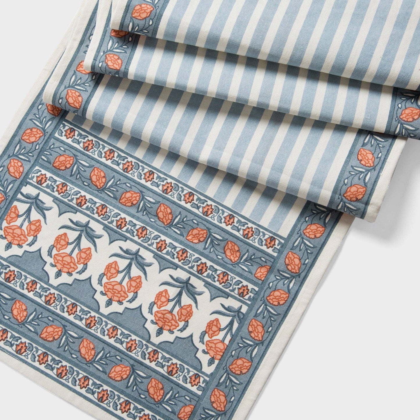 Floral Handprinted Cotton Table Runner - 6 Seater