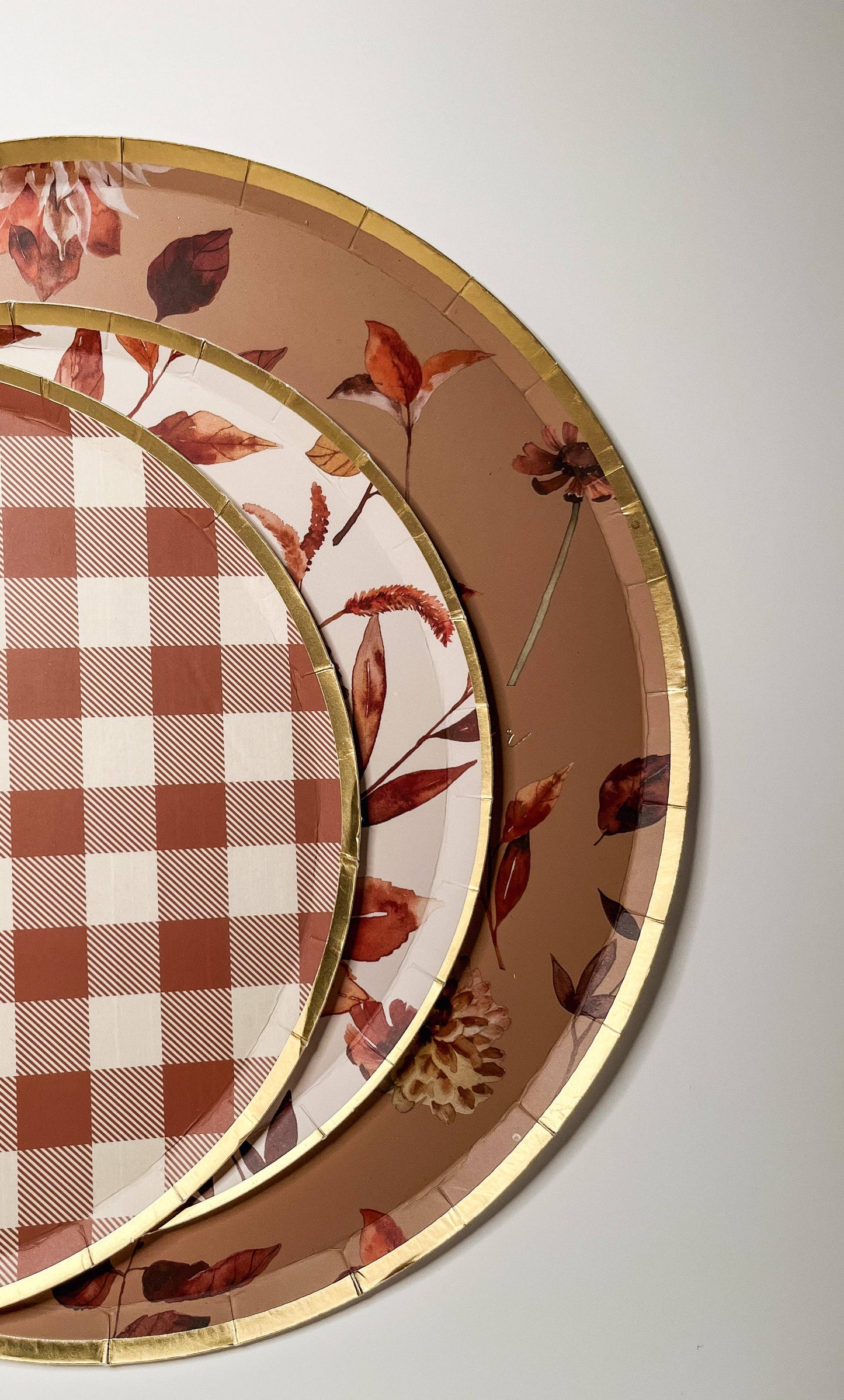 9" Fall Leaves Paper Plates With Gold Trim - 8 Per Pack