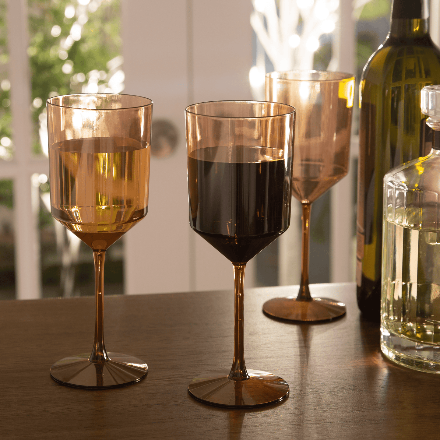Upscale Transparent Rose Plastic Wine Glasses - 4 Per Set