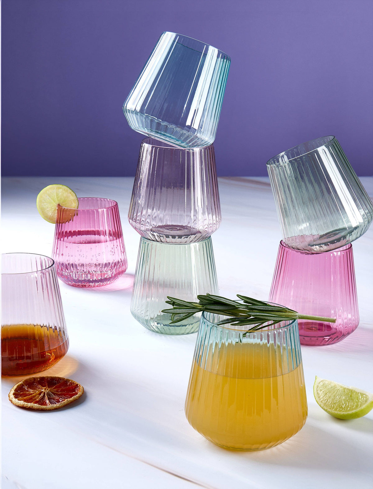 Upscale RIBBED Assorted Plastic Goblets - 8 Cups Per Pack