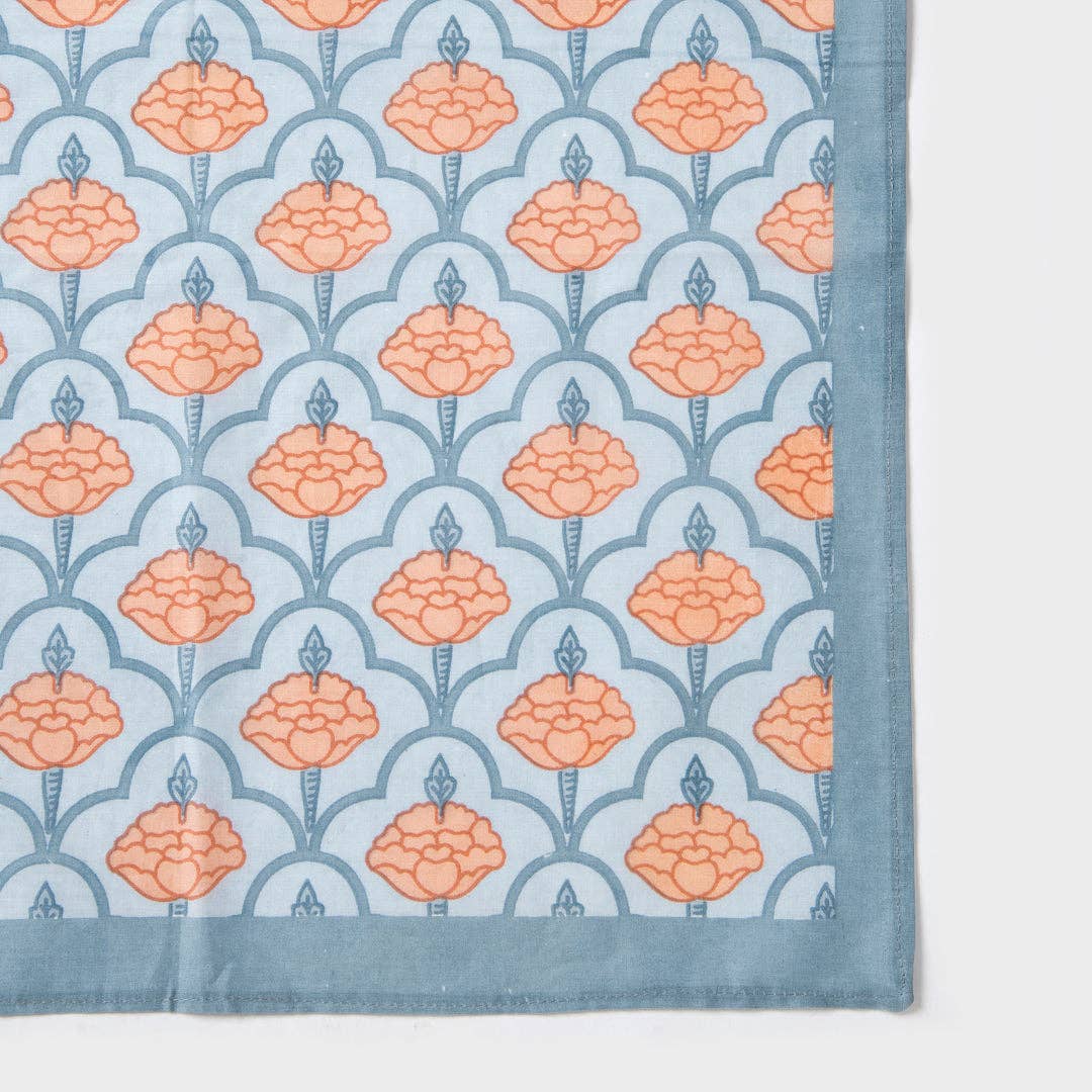Floral Handprinted Cotton Cloth Napkins - Set of 4