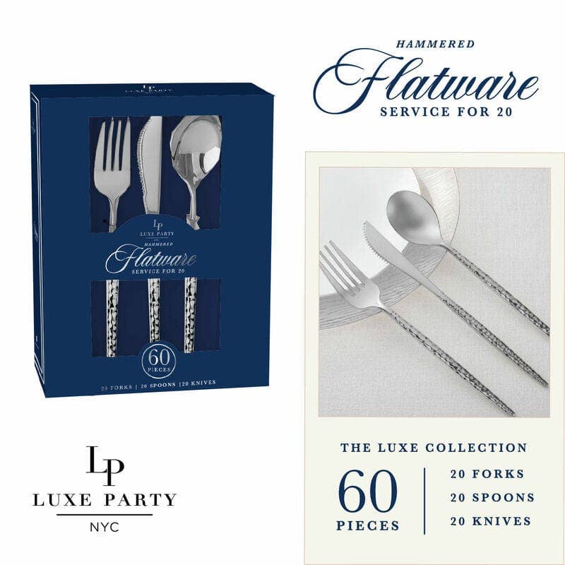 Matrix Hammered Plastic Cutlery Set - 60 Pieces