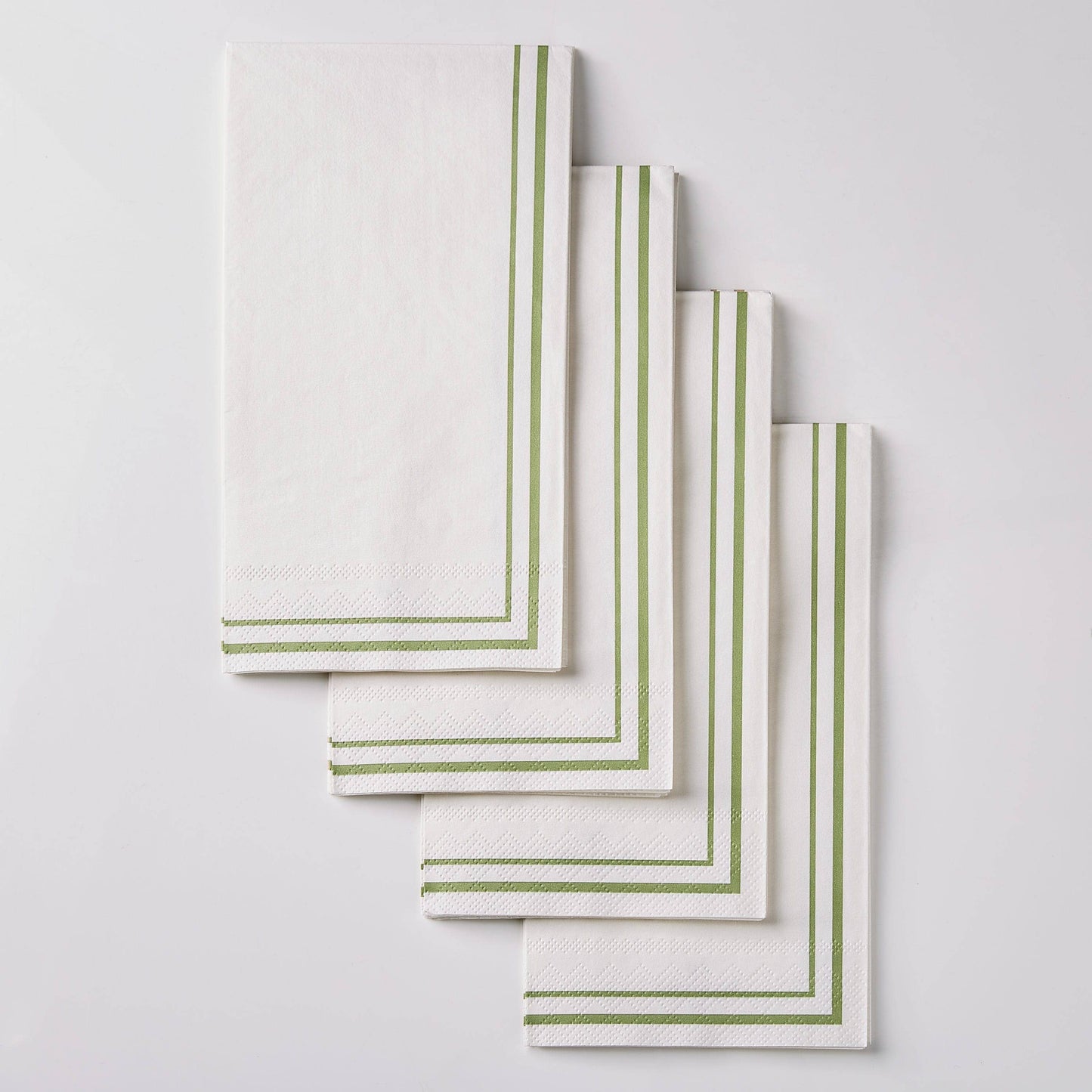 White and Sage Green Striped Paper Dinner Napkins - 40 Napkins Per Pack