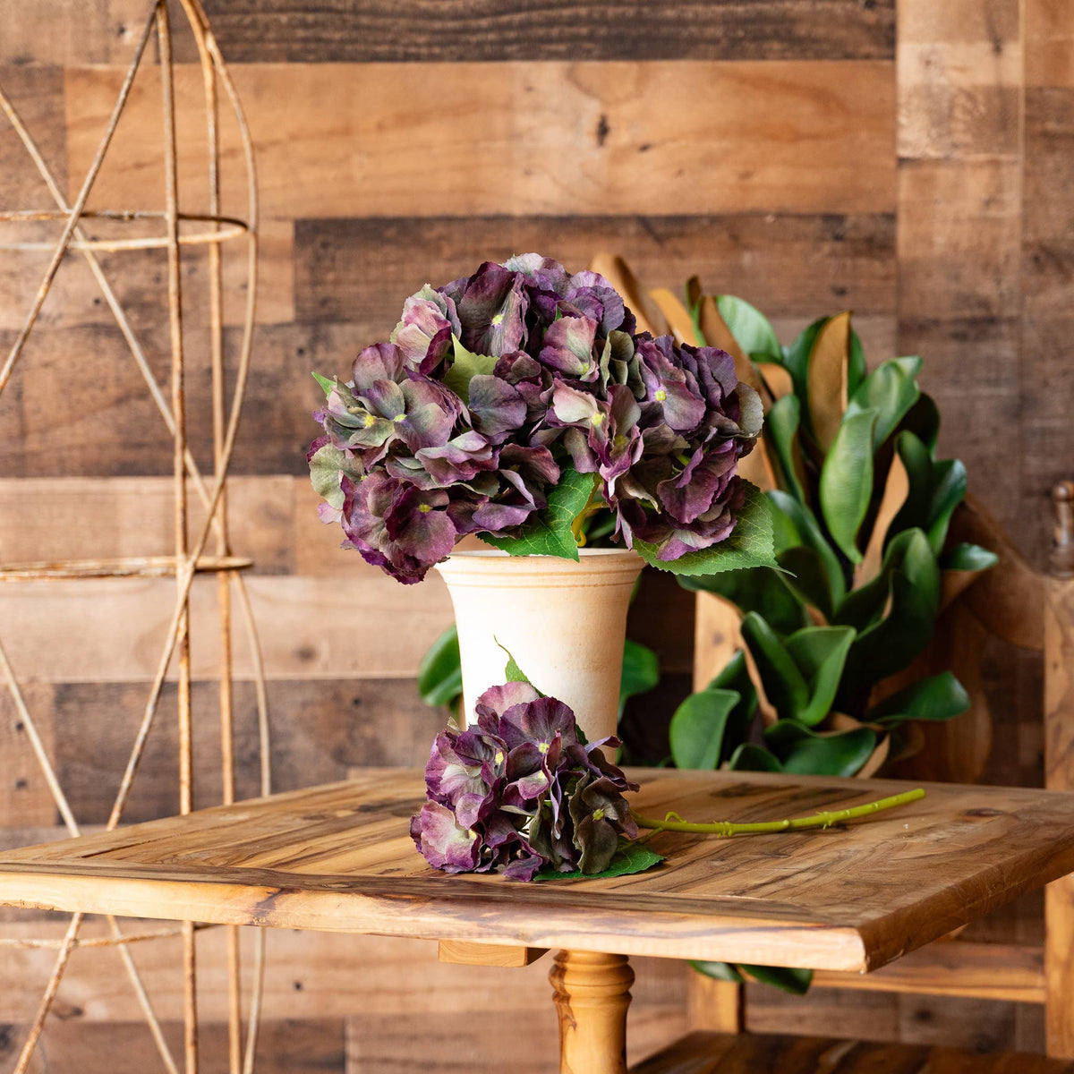 14" Real Touch Hydrangea in Antique Burgundy