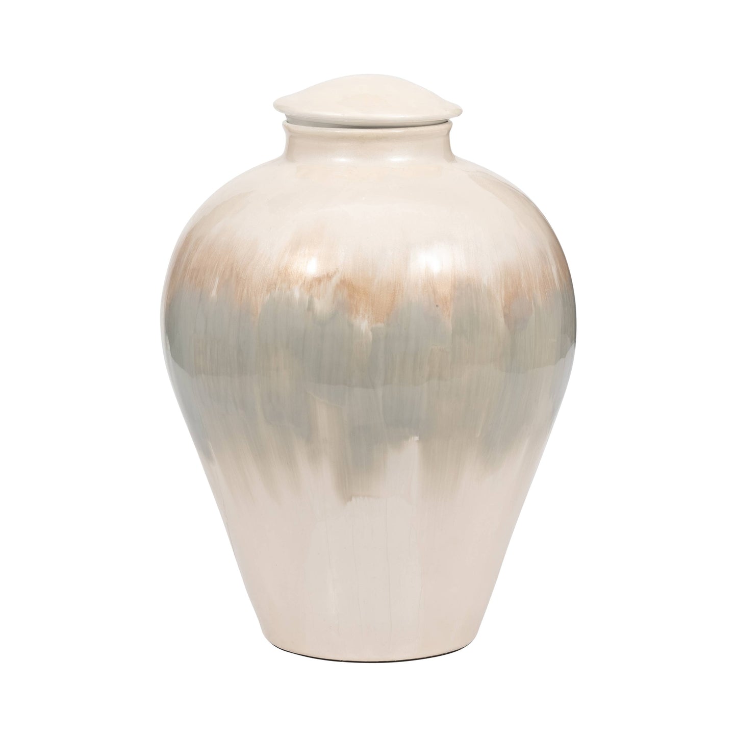 12 in. Pearl White Metal Temple Vase