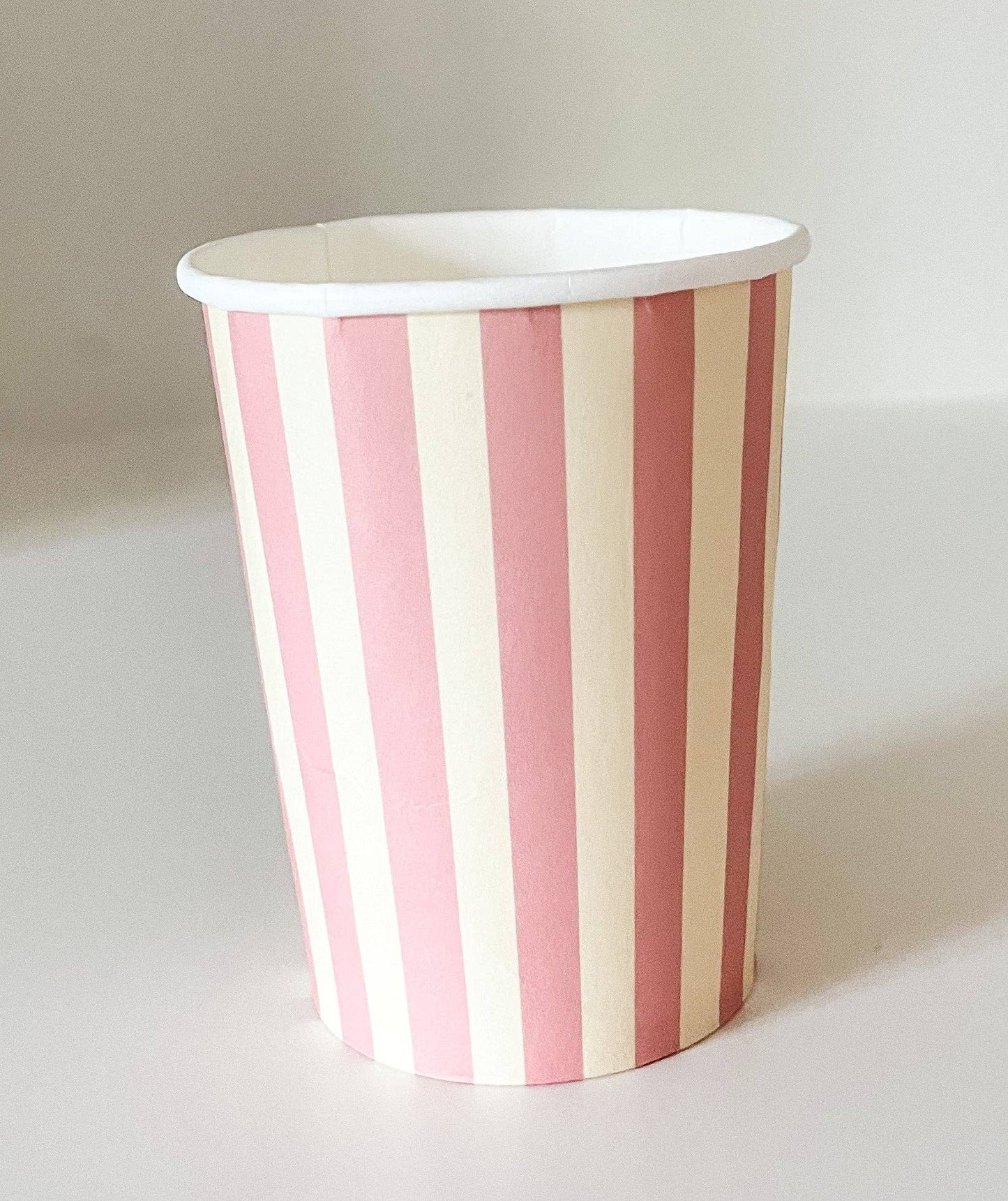 8 oz Pink and White Stripped Paper Cups - 8 Per Pack