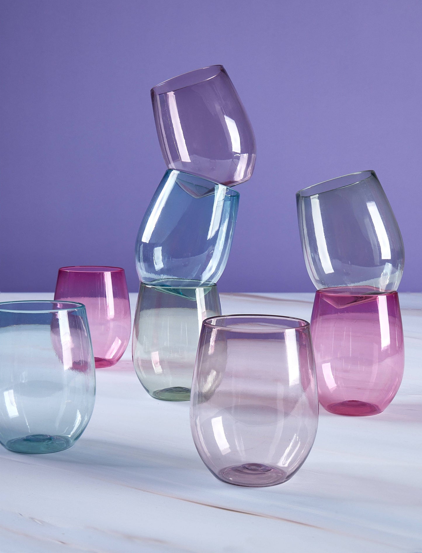 Upscale ROUND Assorted Plastic Wine Goblets - 8 Cups Per Pack