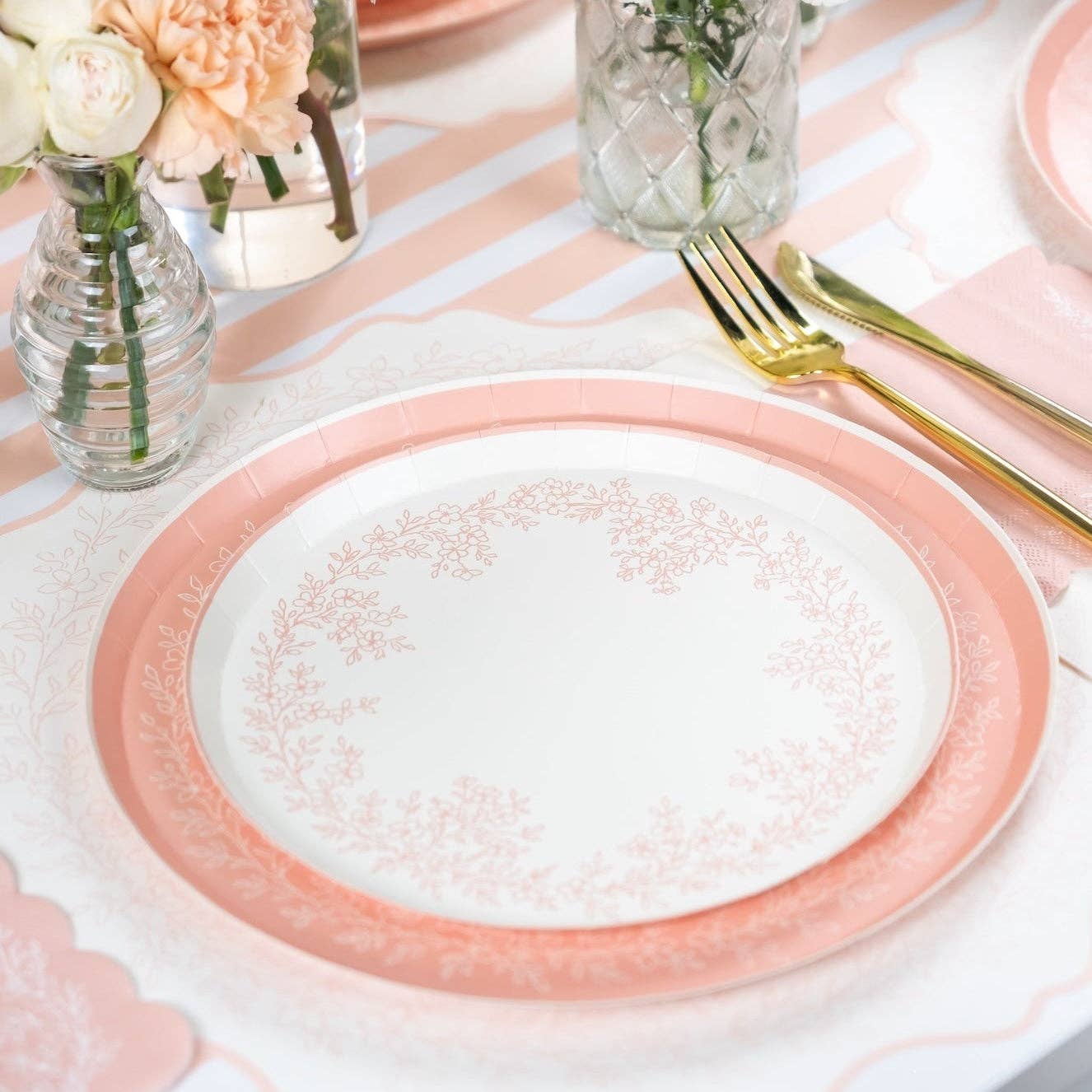 8.5" Pink Floral Elegance Dessert Paper Plates - 8 Per Pack