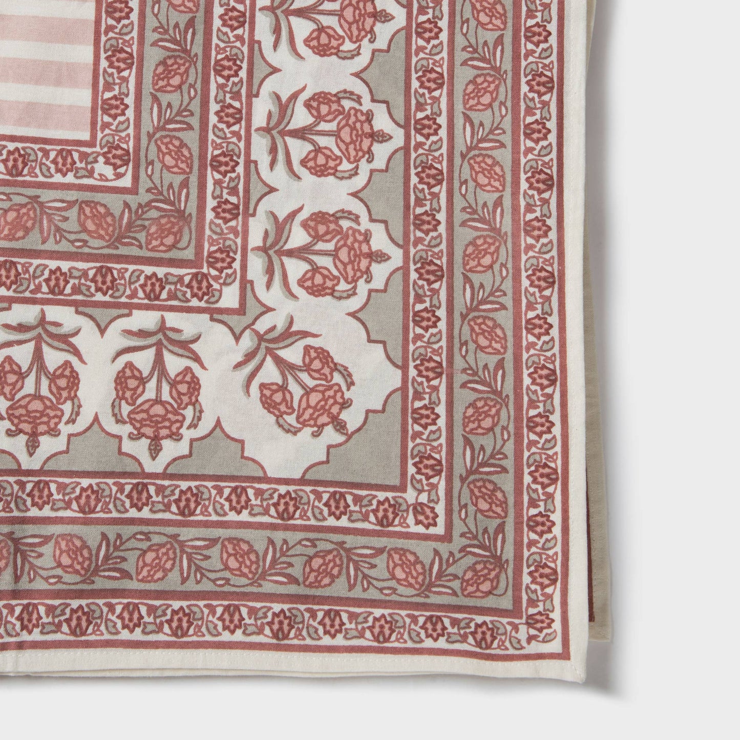 Floral Handprinted Cotton Tablecloth - Rectangular 56" x 88"