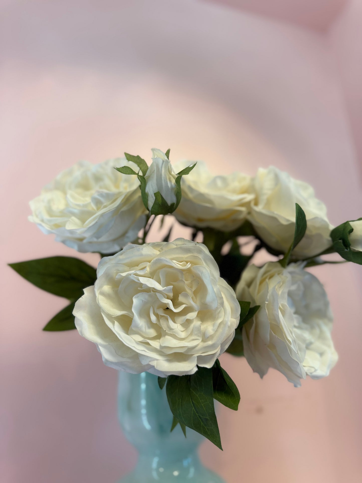 Real Touch White Cabbage Rose