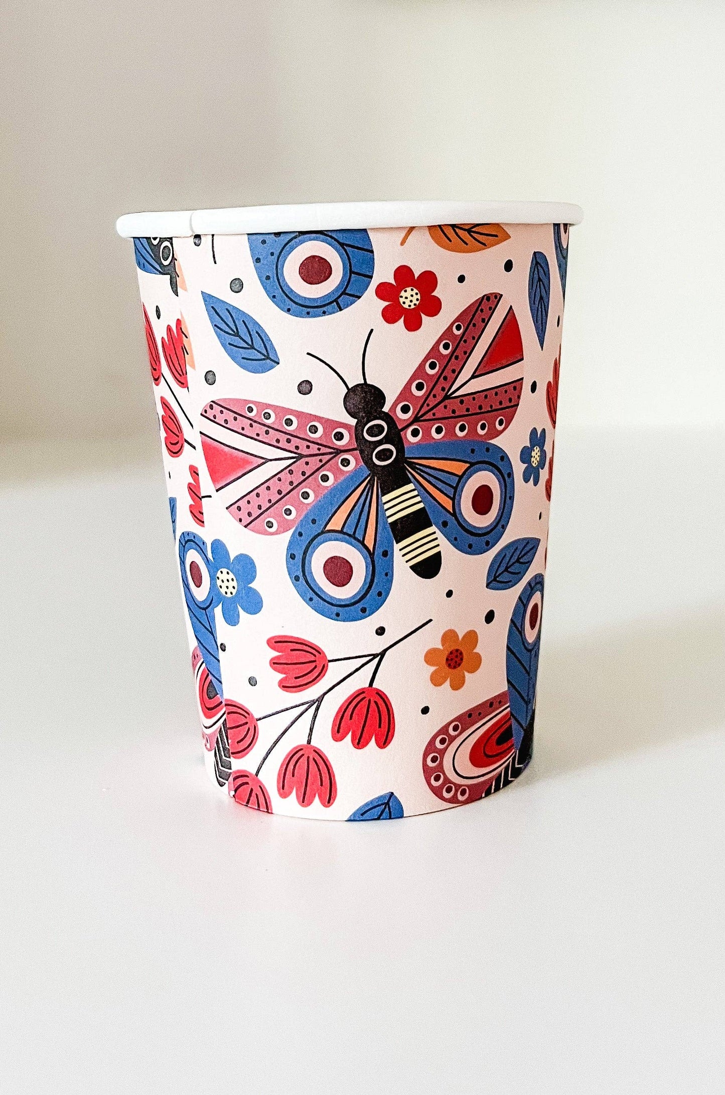 8 oz Flutter Butterfly Paper Cups - 8 Per Pack