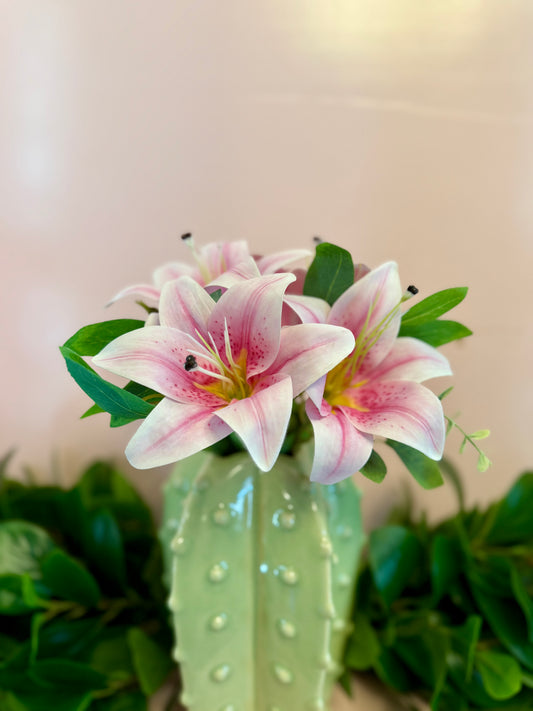 Real Touch Pink Stargazer Lily Bouquet