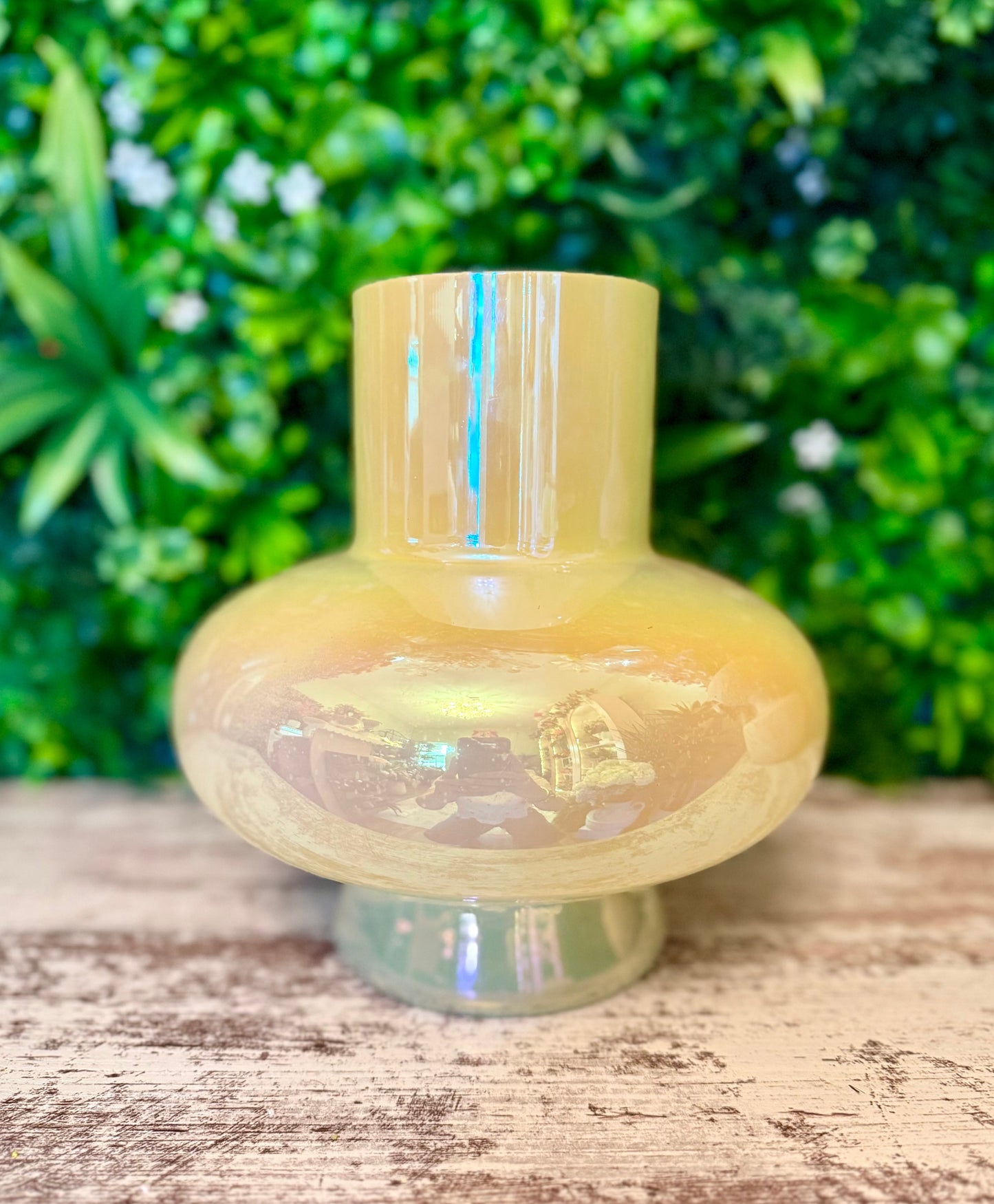 Yellow Iridescent Glass Vase