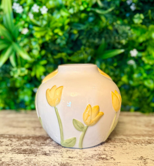 Yellow Tulip Ceramic Vase