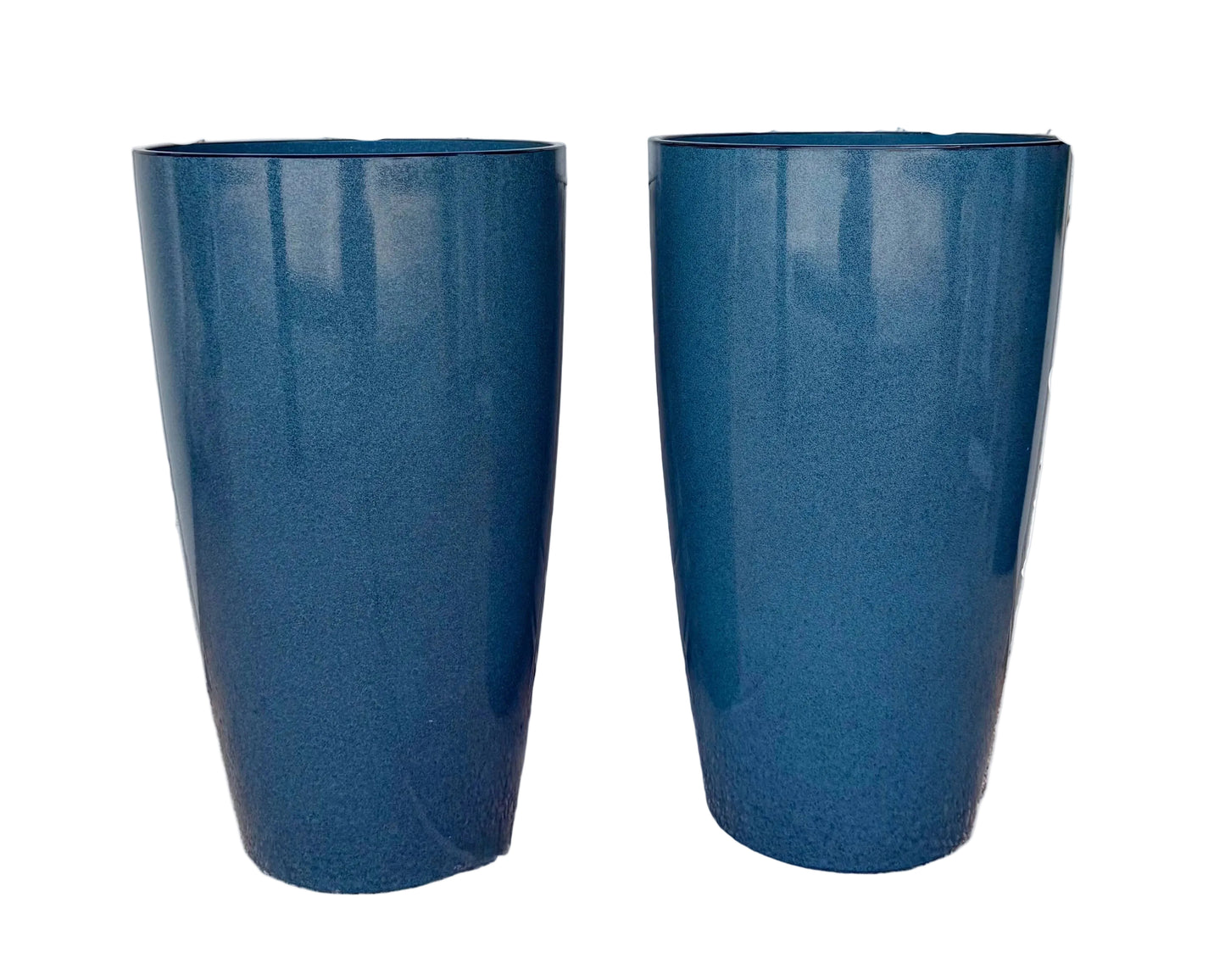 24” Glazed Dusty Blue Plastic Planter