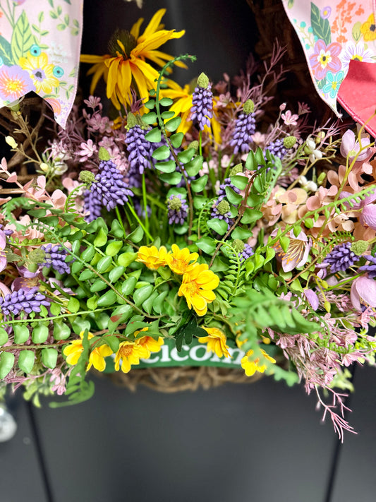 Welcome Summer 28” Oval Wreath with Large Custom Bow