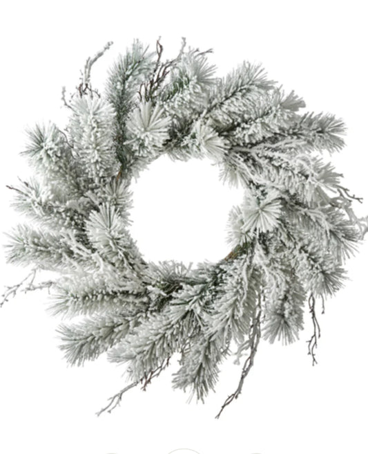30” Snowy Pine and Twig Wreath