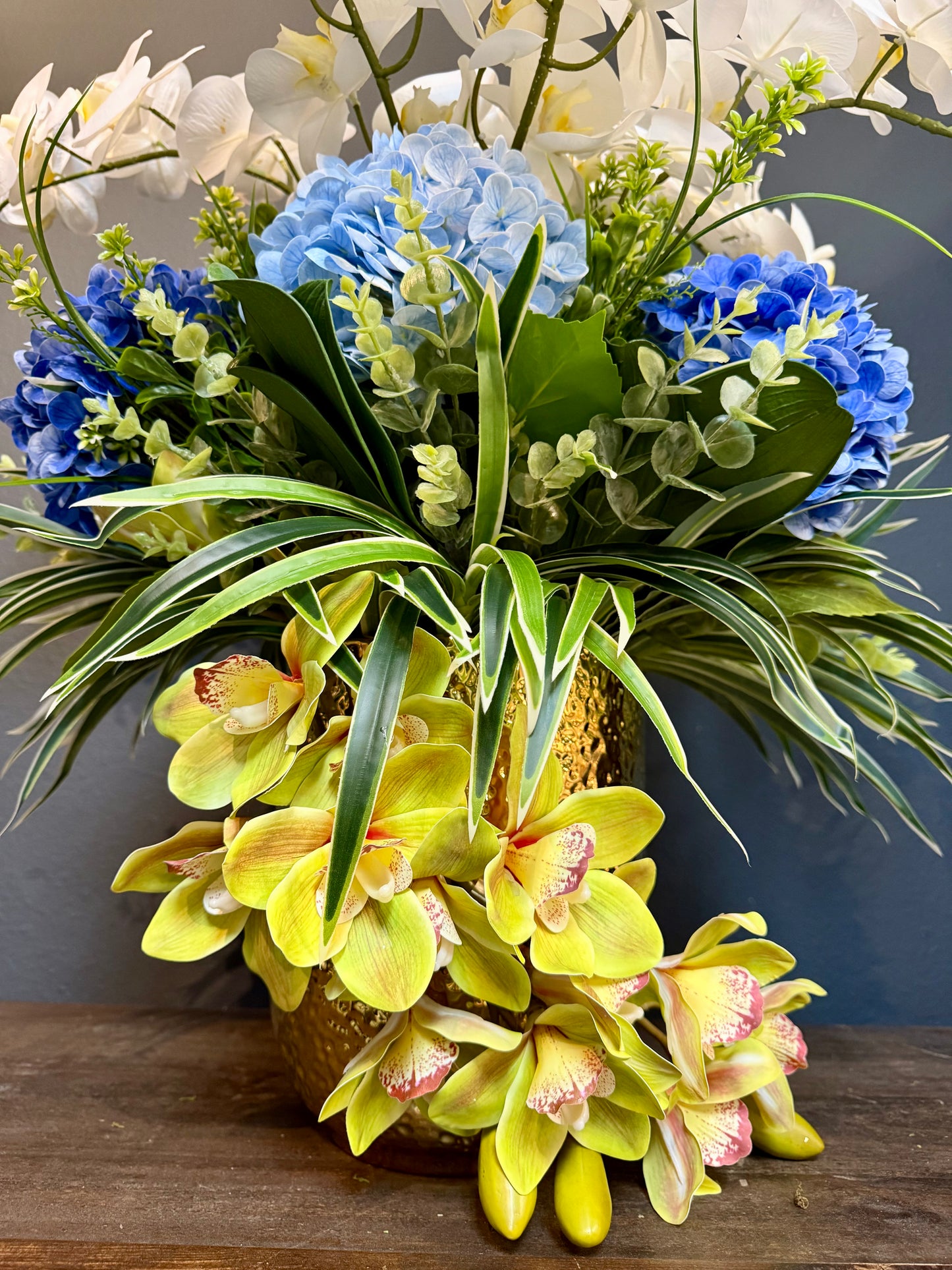 Magnificent Real Touch Orchid and Hydrangea Arrangement