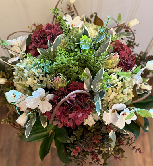 Burgundy & Ivory Botanical Garden Arrangement