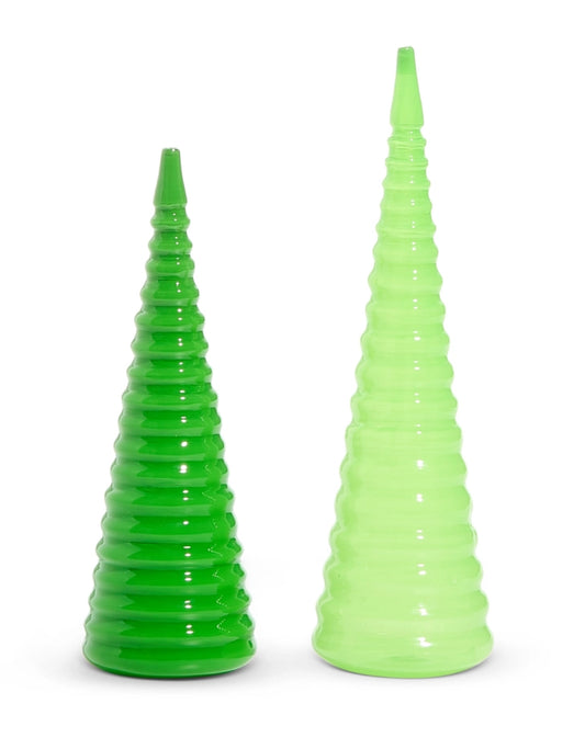 Bright Green Spiral Trees Set of 2