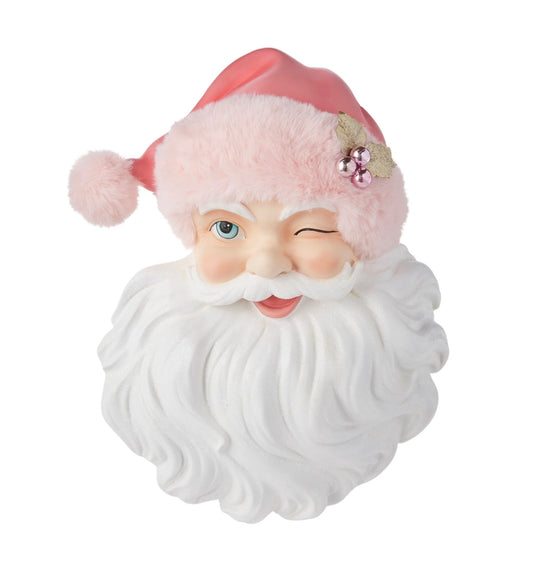 18” Winking Santa Face With Pink Hat