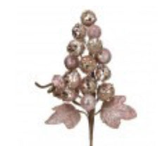 13” JEWELED GRAPE CLUSTER W/LEAVES ROSE GOLD