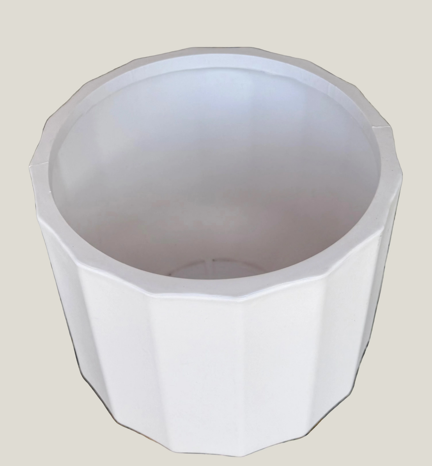 White Wide Ribbed Planter