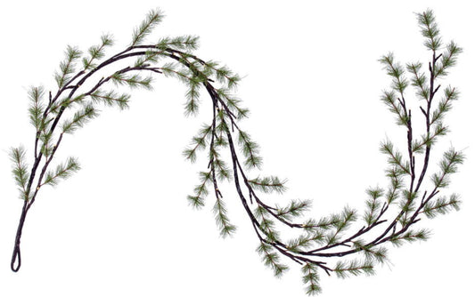 6' Green Mini Pine Twig Garland, Battery Operated Warm White 3mm Wide Angle LED Lights