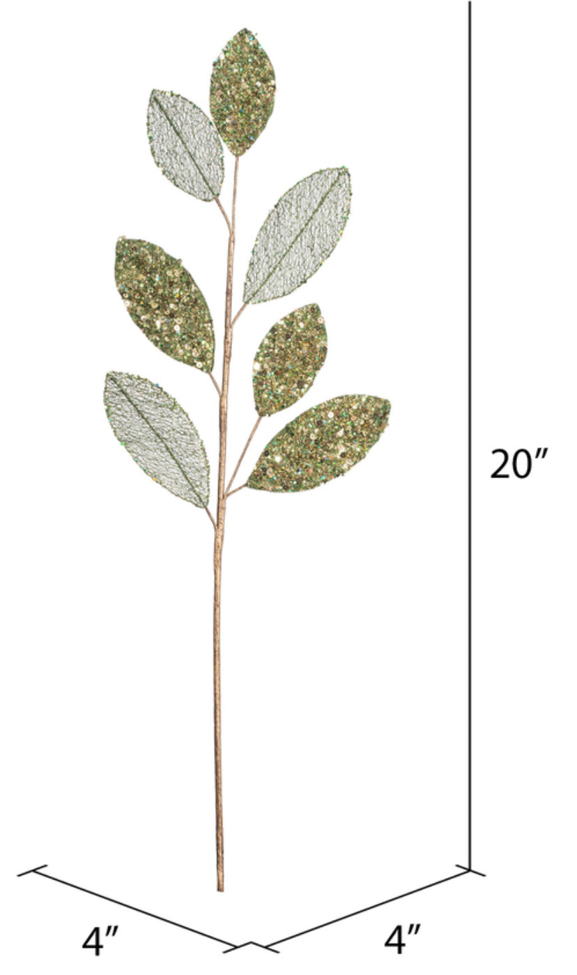 20" Green Mesh Apple Leaf Artificial Christmas Spray