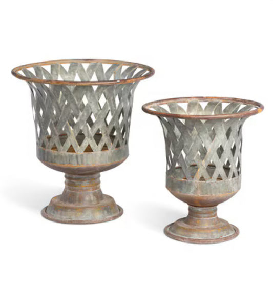 Woven Metal Classic Urns, Set of 2