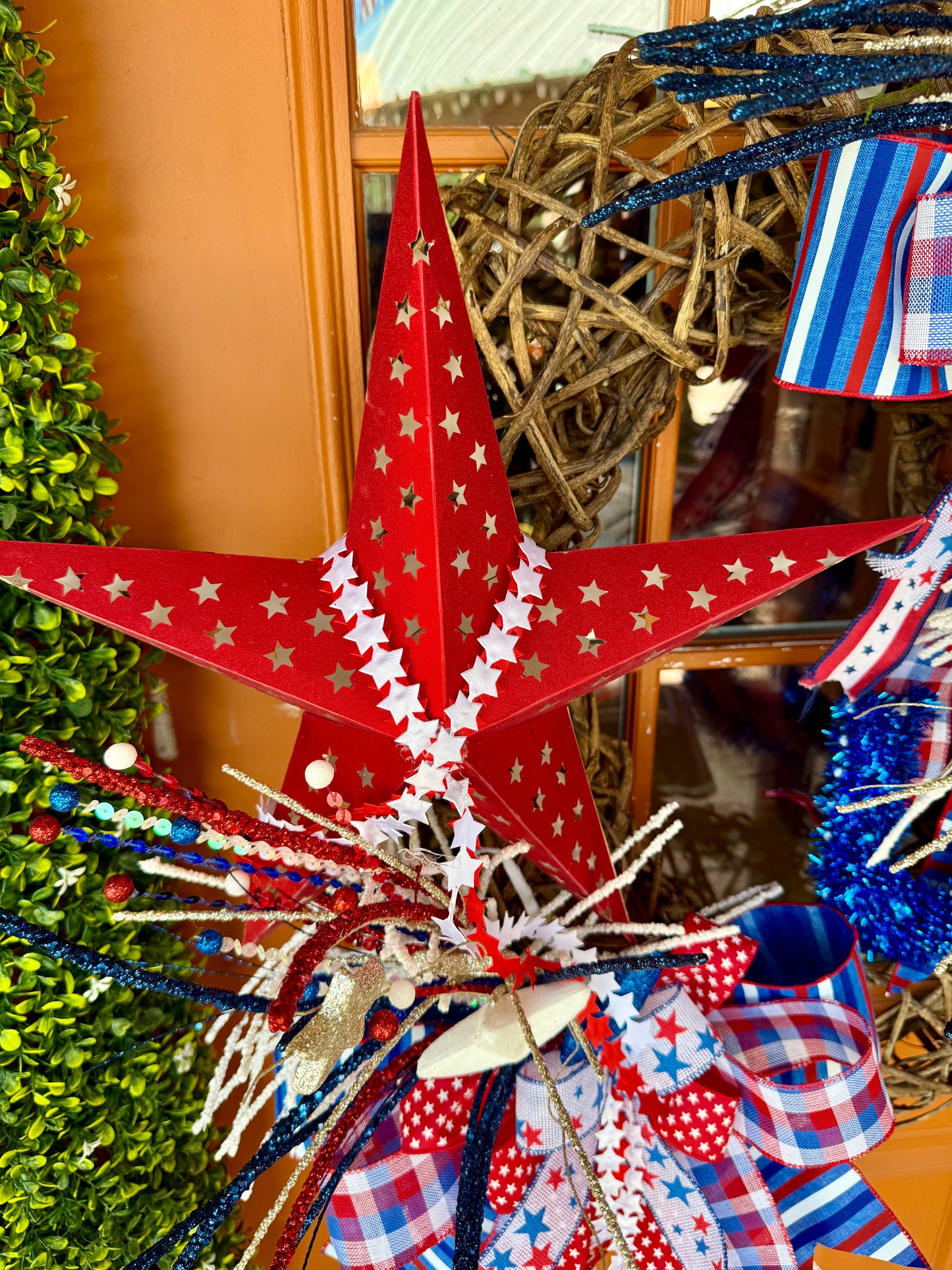 Patriotic 28” Wicker Firework Wreath