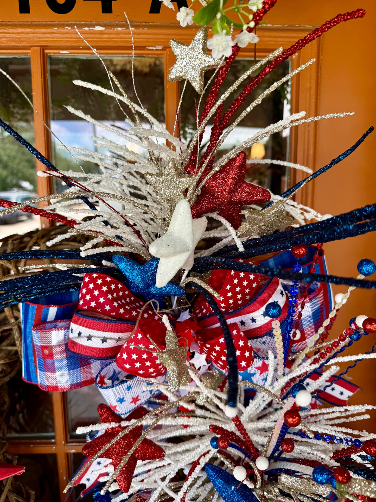 Patriotic 28” Wicker Firework Wreath