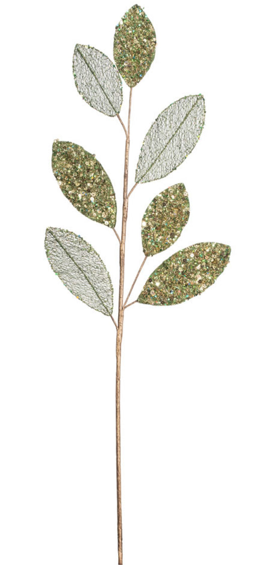 20" Green Mesh Apple Leaf Artificial Christmas Spray