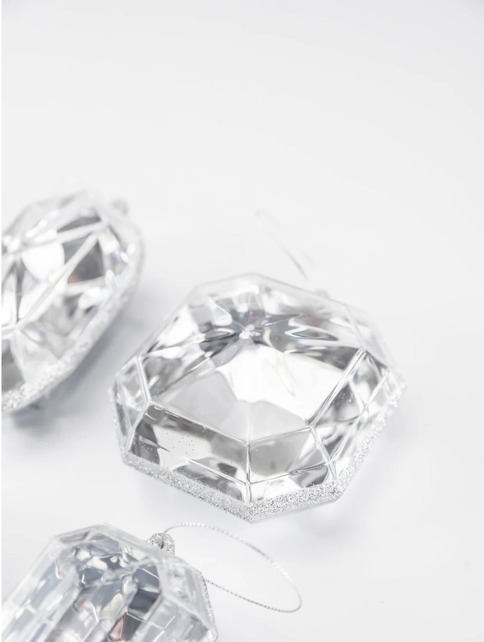 4-5” SILVER ACRYLIC PRECIOUS GEM ORNAMENTS
