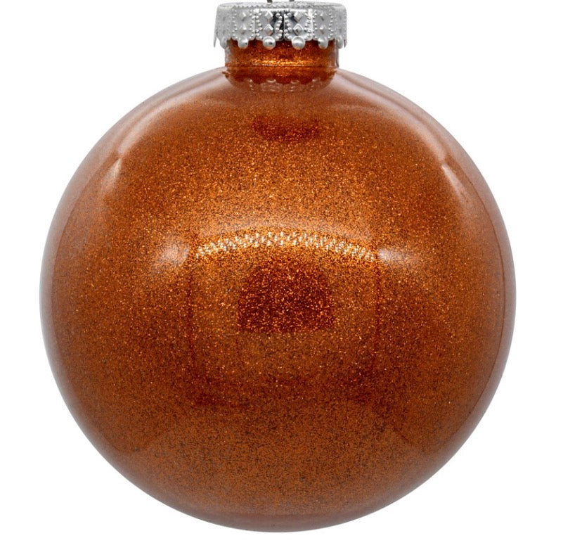 4” and 6” Orange Glitter Interior Ball Ornament