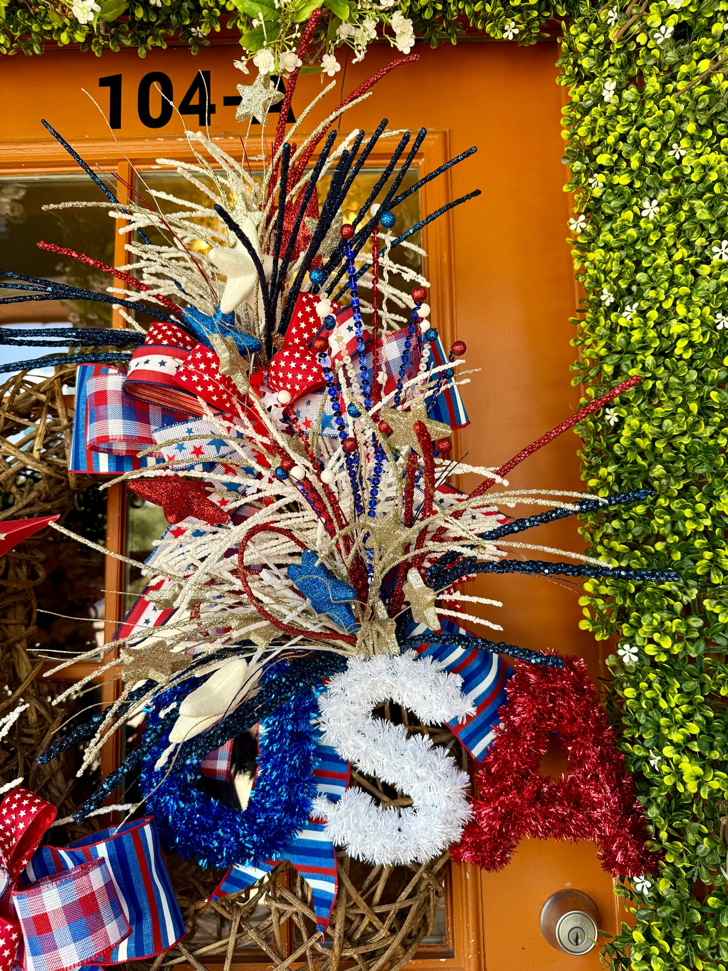 Patriotic 28” Wicker Firework Wreath