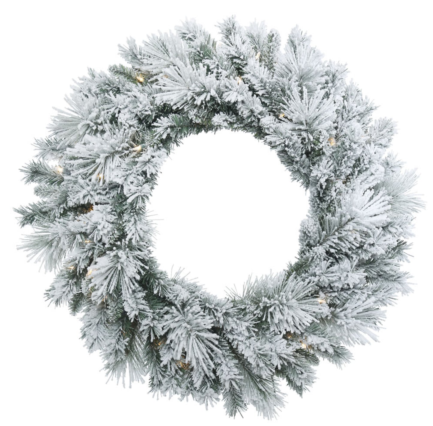 Flocked Castle Pine Christmas Wreath, Warm White Dura-lit LED Mini Lights