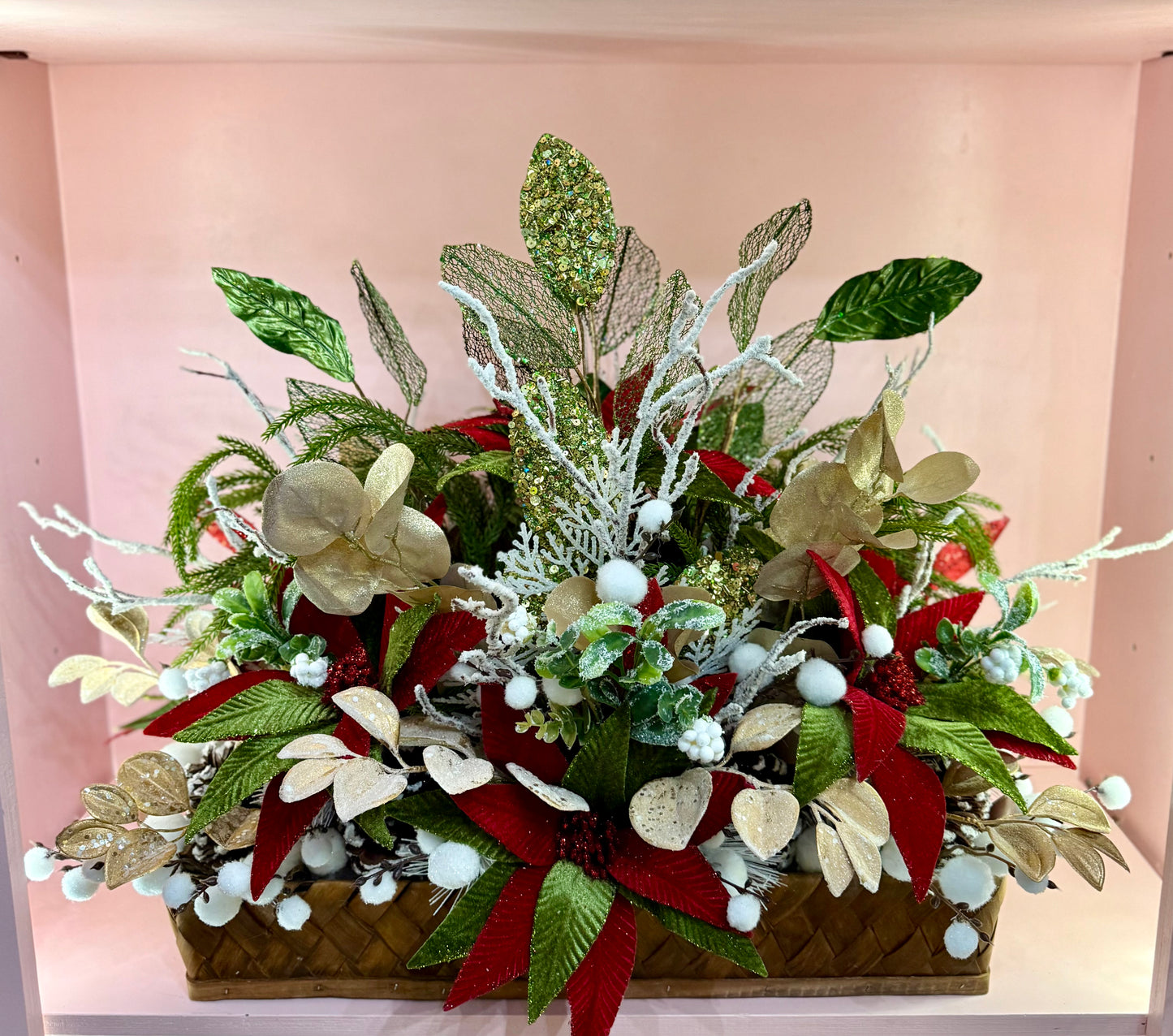 Elegant Poinsettia Centerpiece