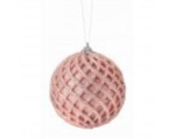 4" PINK GLITTERED NET BALL ORNAMENT