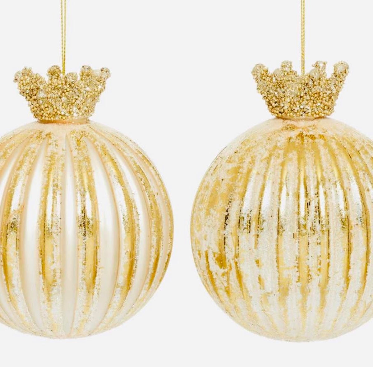 4” Gold Crown Ball Ornament