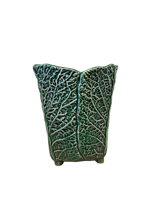 Green Cabbage Footed Vase