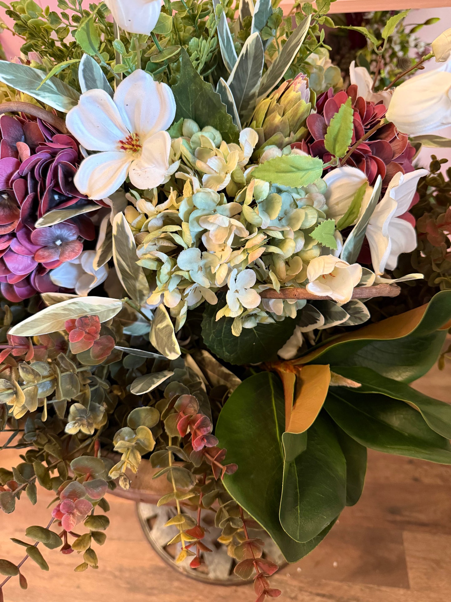 Burgundy & Ivory Botanical Garden Arrangement