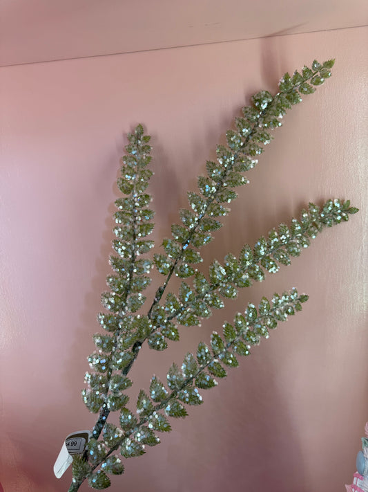 32” GLITTER FERN SPRAY GREEN