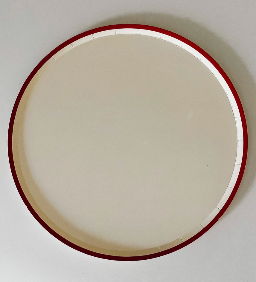 9" Flutter Butterfly Off White Paper Plate With Red Trim - 8 Per Pack