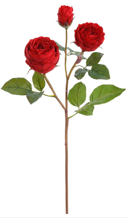21" Red Real Touch Rose Spray x3 Blooms