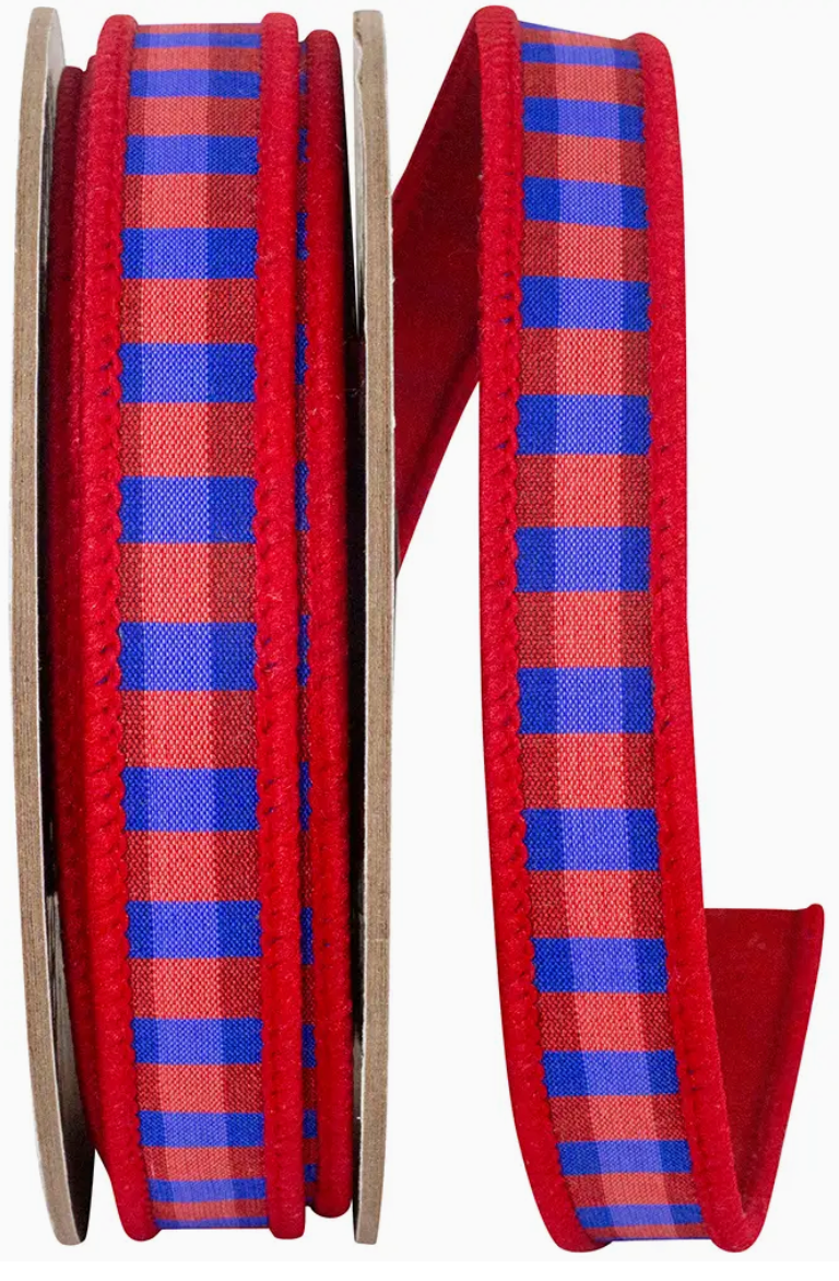 7/8" RED/BLUE CHECK RIBBON