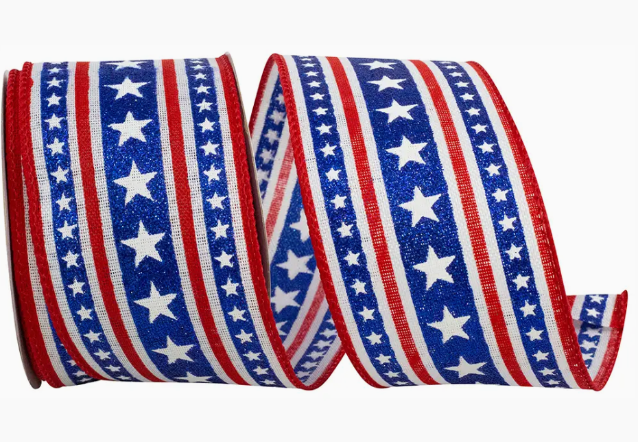 2.5" RED/WHITE/BLUE STARS RIBBON